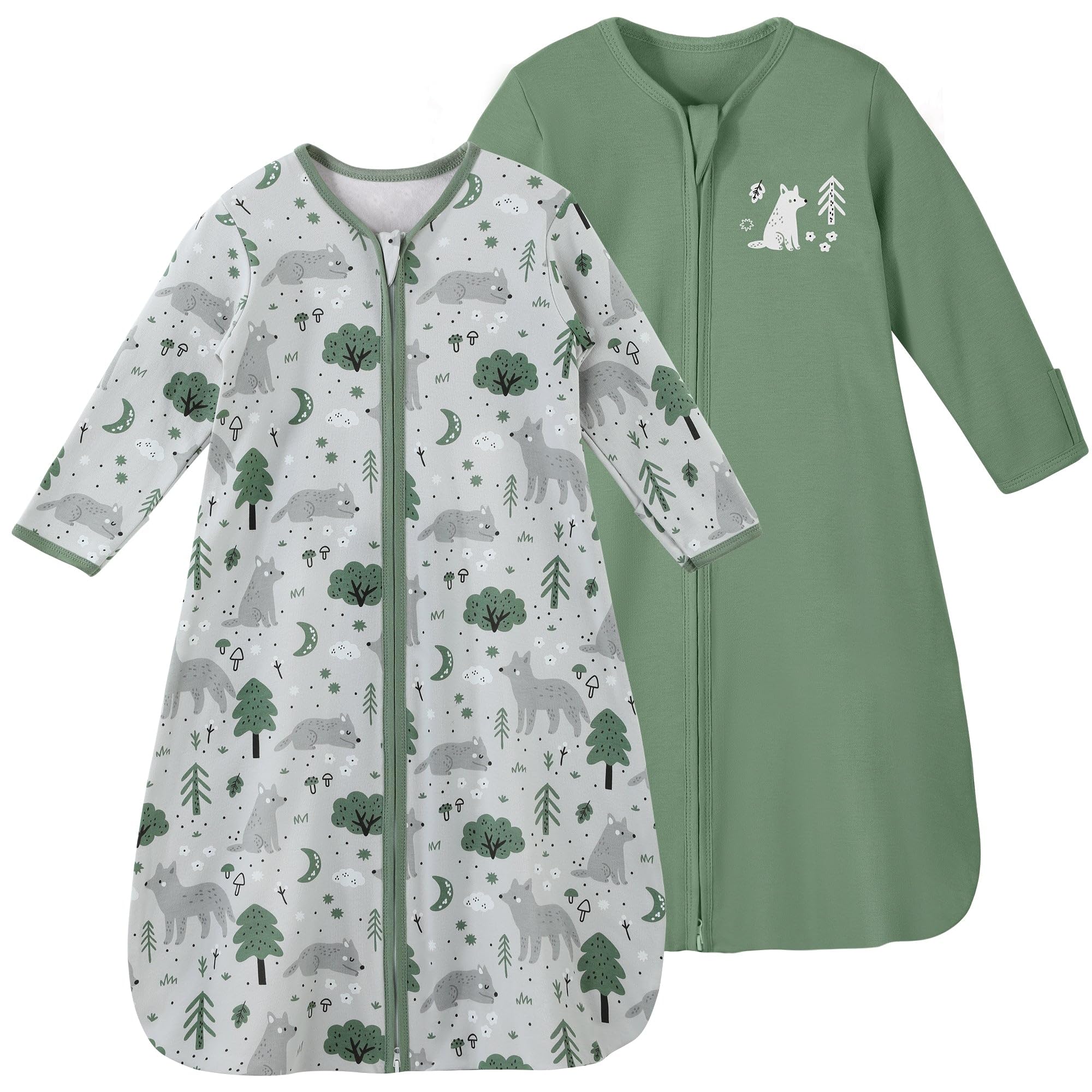 Yoofoss Baby Sleep Sack 0-24 Months Long Sleeve Wearable Blanket Baby 100% Organic Cotton 2-Way Zipper 0.5 Tog Toddler Sleeping Sack, LightweightYoofoss Baby Sleep Sack 0-24 Months Long Sleeve…