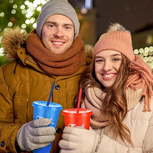 Miniatura 4 de Sieral 24 vasos de plástico de 24 onzas, regalos de agradecimiento para empleados, tazas de agradecimiento a granel con tapas y pajitas, tazas de
