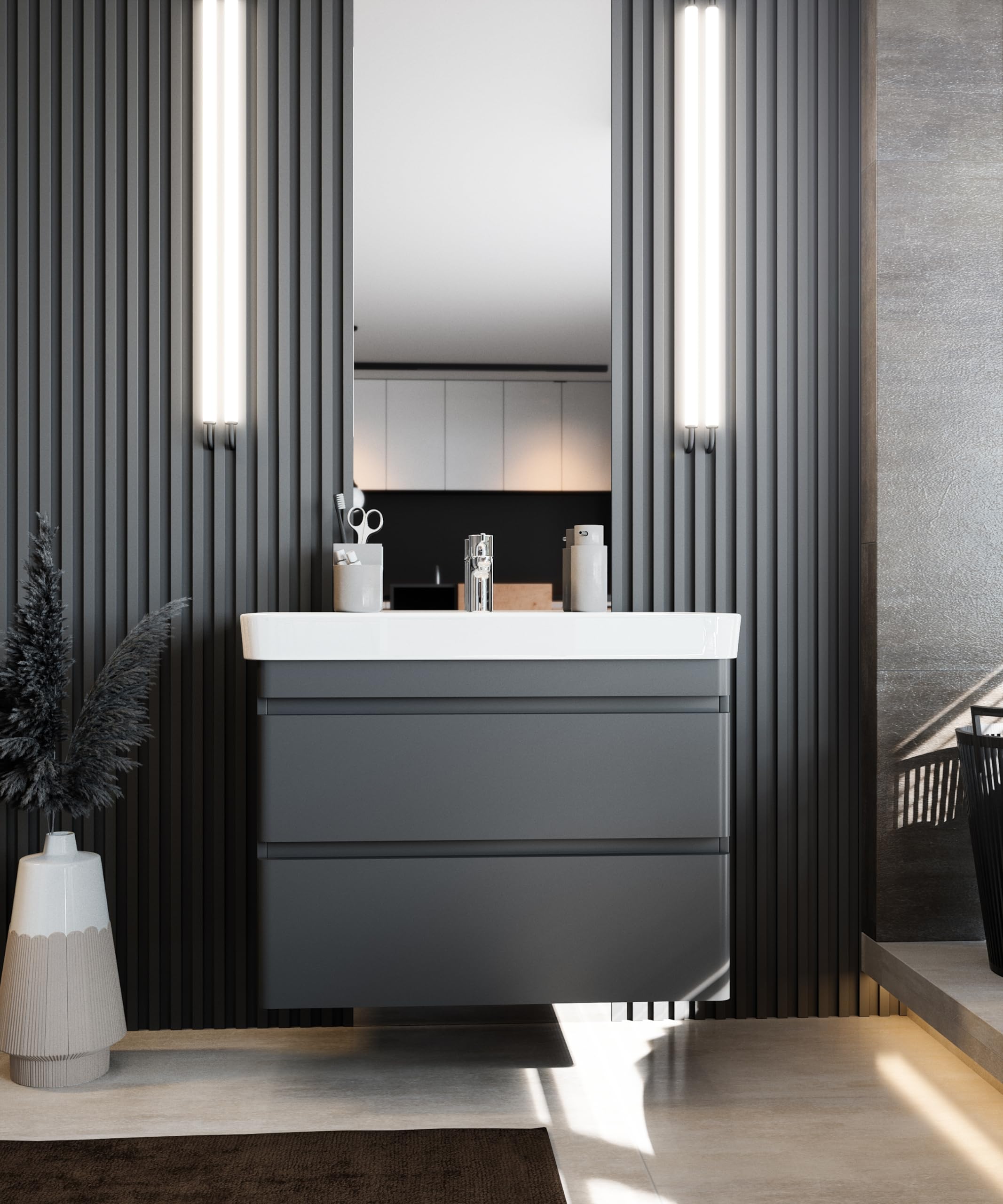Newroom Waschtisch mit Unterschrank Anthrazit hängend inkl. Waschbecken