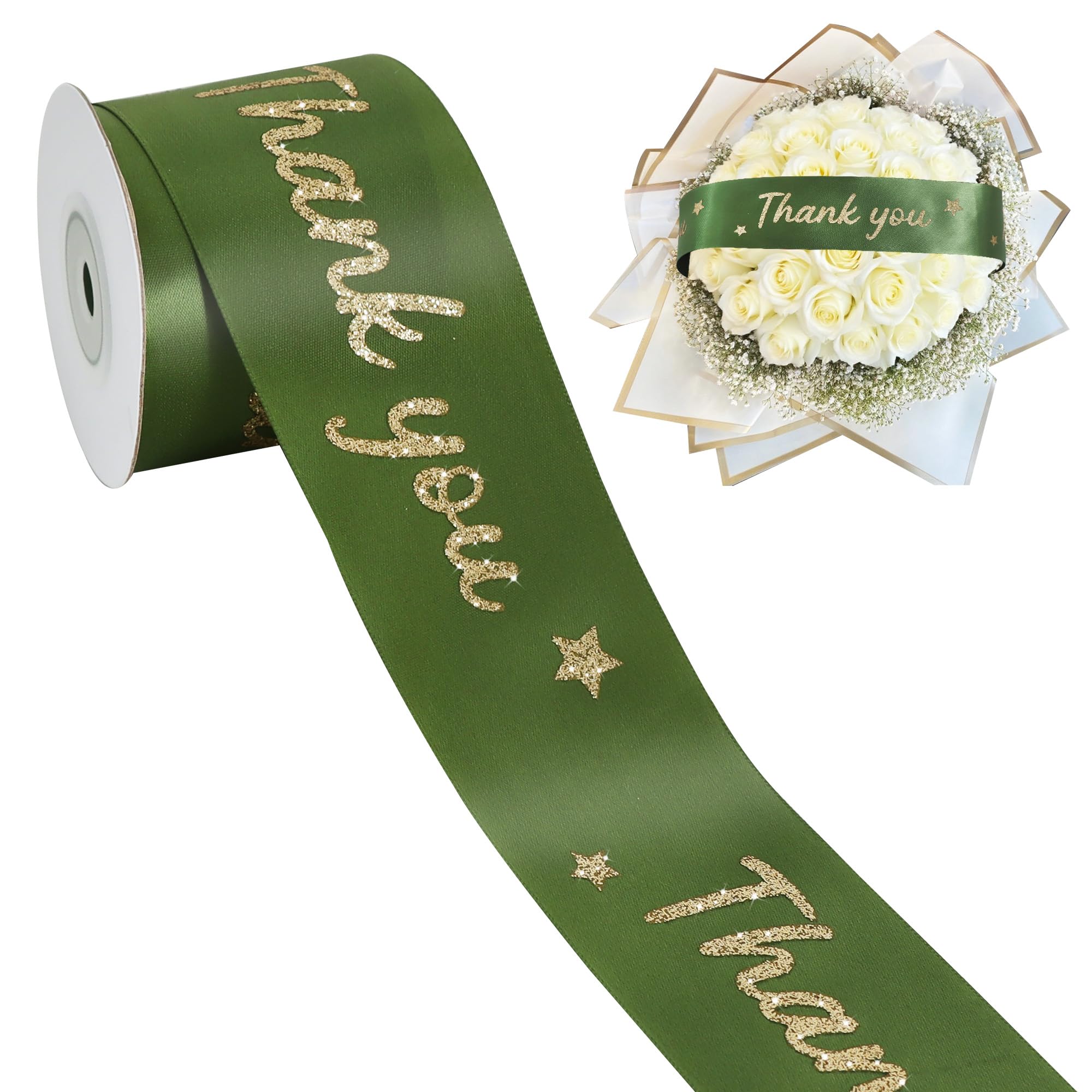 Ruban satin paillettes Thank You anti-effilochage pour pâtisserie