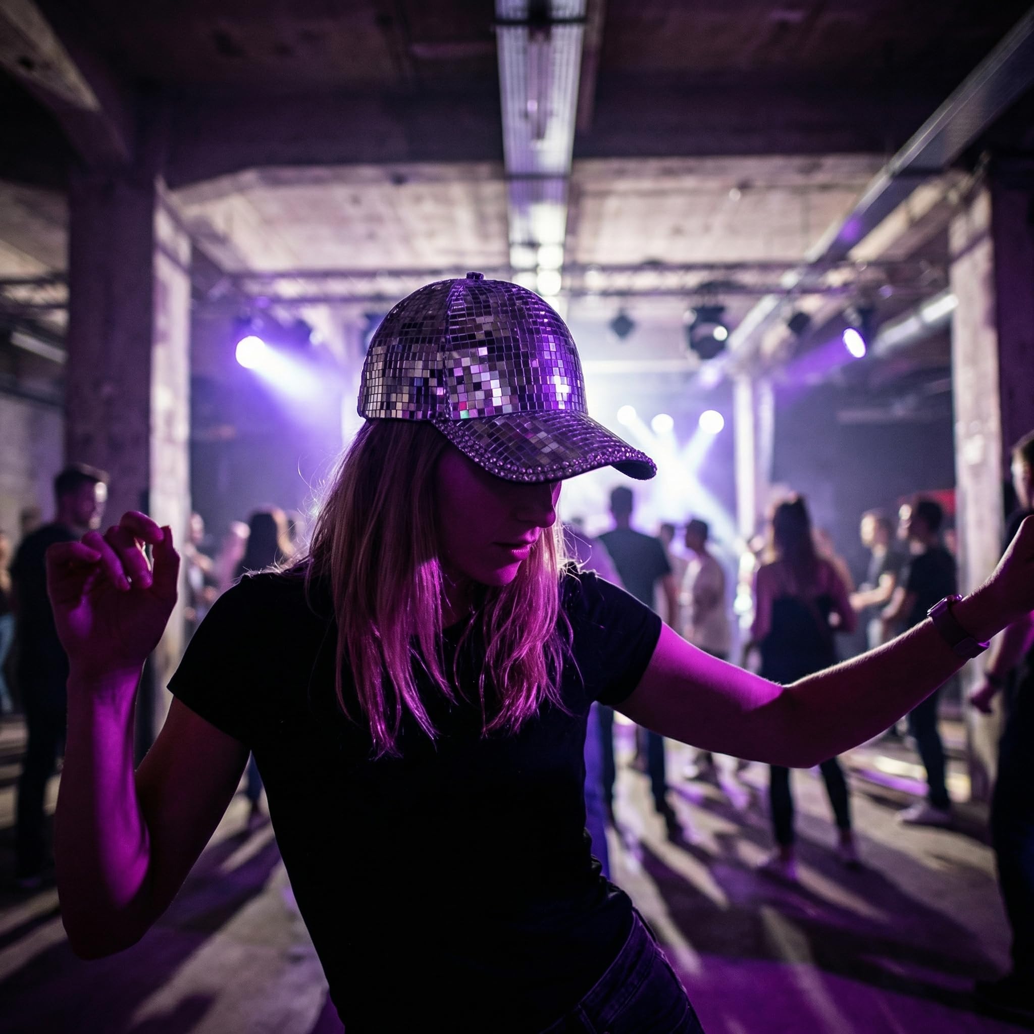 Faschingshut Damen mit starker Lichtreflexion für Karneval & Mottopartys, Pailletten Hut Damen mit Glaseinsätzen zur Lichtreflexion, Glitzer Hut Herren perfekt für Bars & Nachtclubs zum Hervorstechen