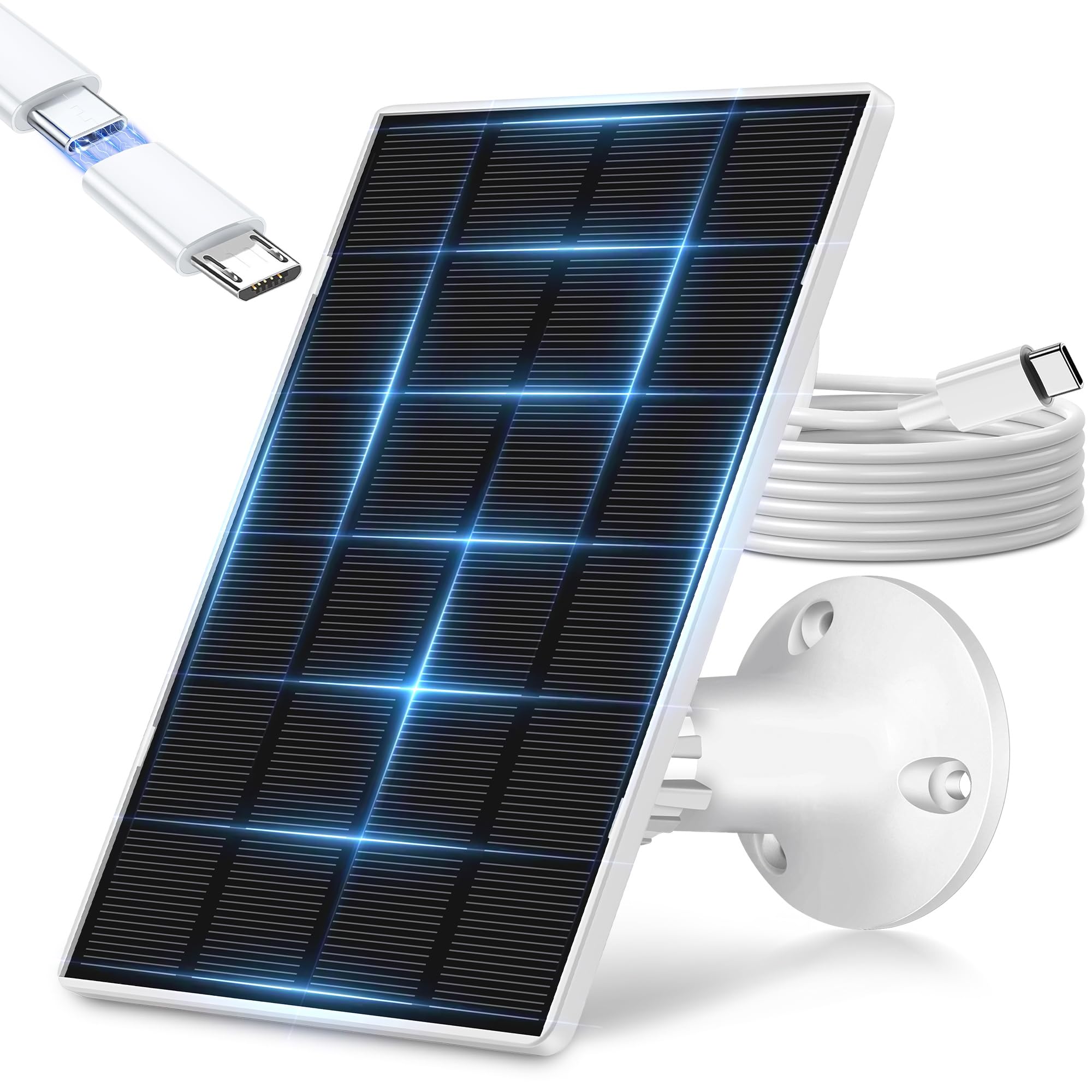 KEPEAK Solar Panel for Ring Camera Outdoor, Small Solar Panel Charger 5V with Type C or Mirco USB, Only for Cam Stick Up Cam Pro Battery, Spotlight