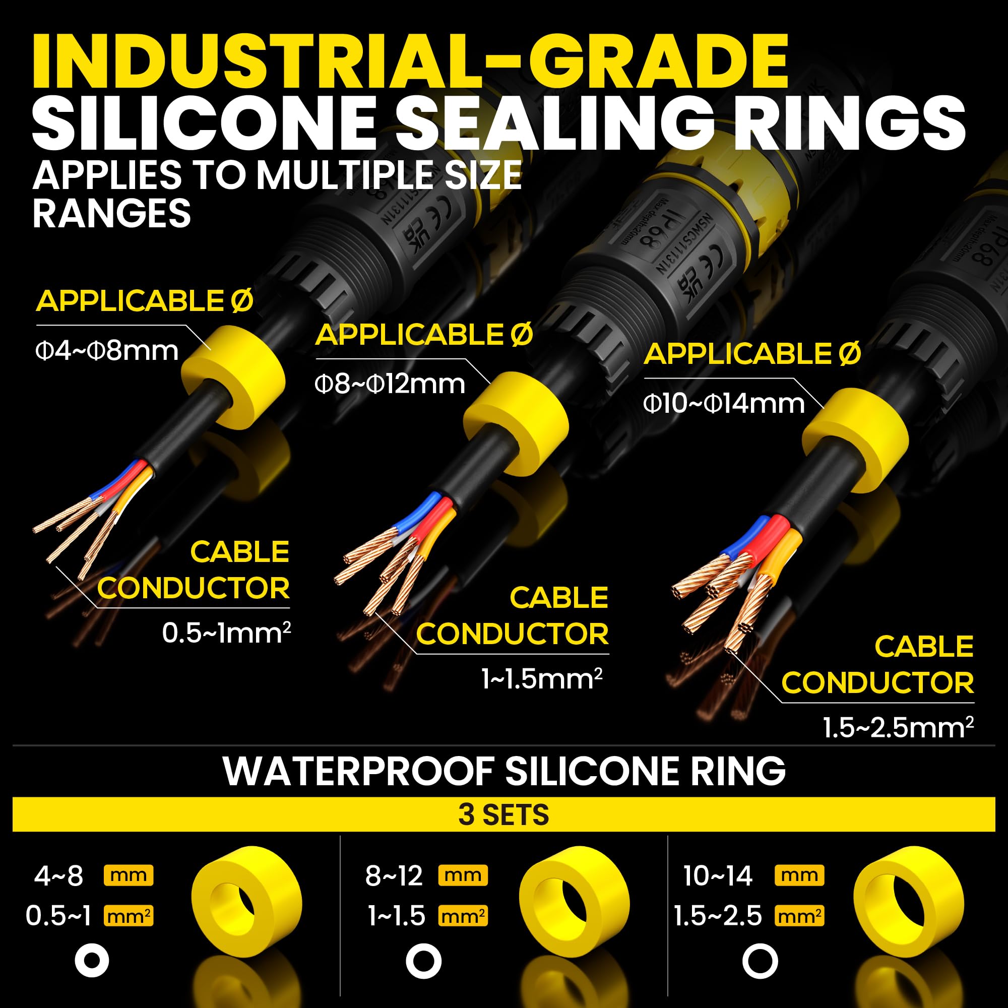 PEBA Cable Connector Waterproof 5-Pin IP68 Pluggable Waterproof Cable Connector - Image 3