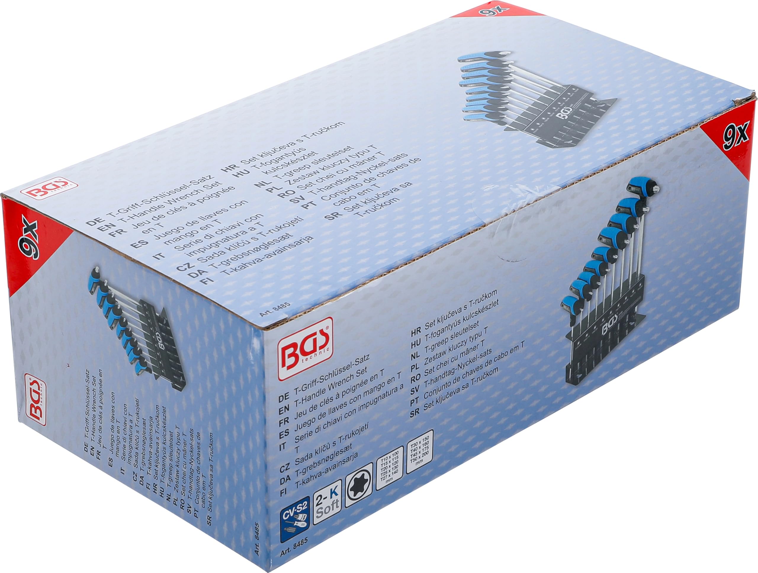 BGS 8485 | Juego de llaves con mango en T | perfil en T (para Torx) T10 - T50 | 9 piezas