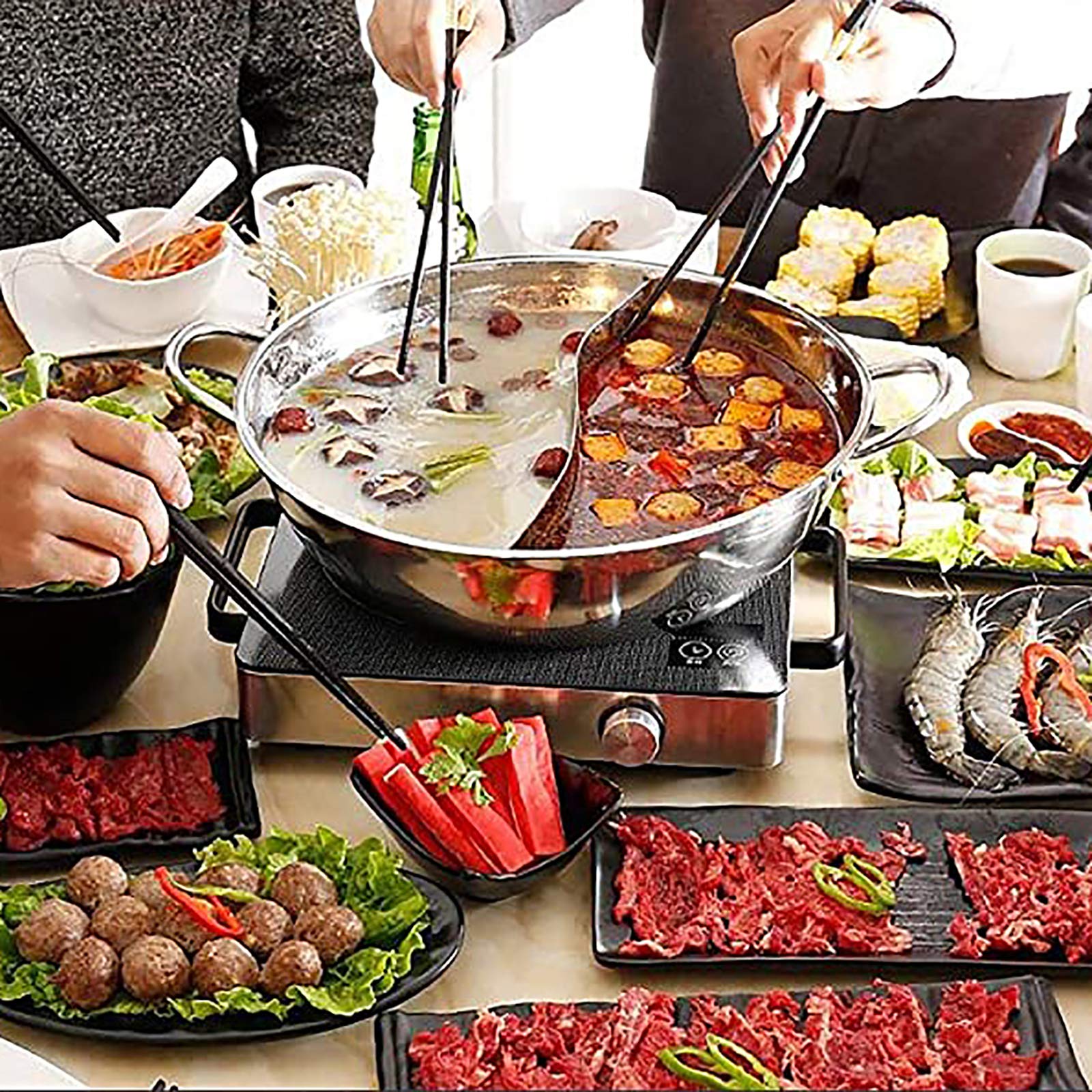 ZSMLB Gril électrique, BBQ Hot Pot-Pan Hot Pot électrique en Une pièce