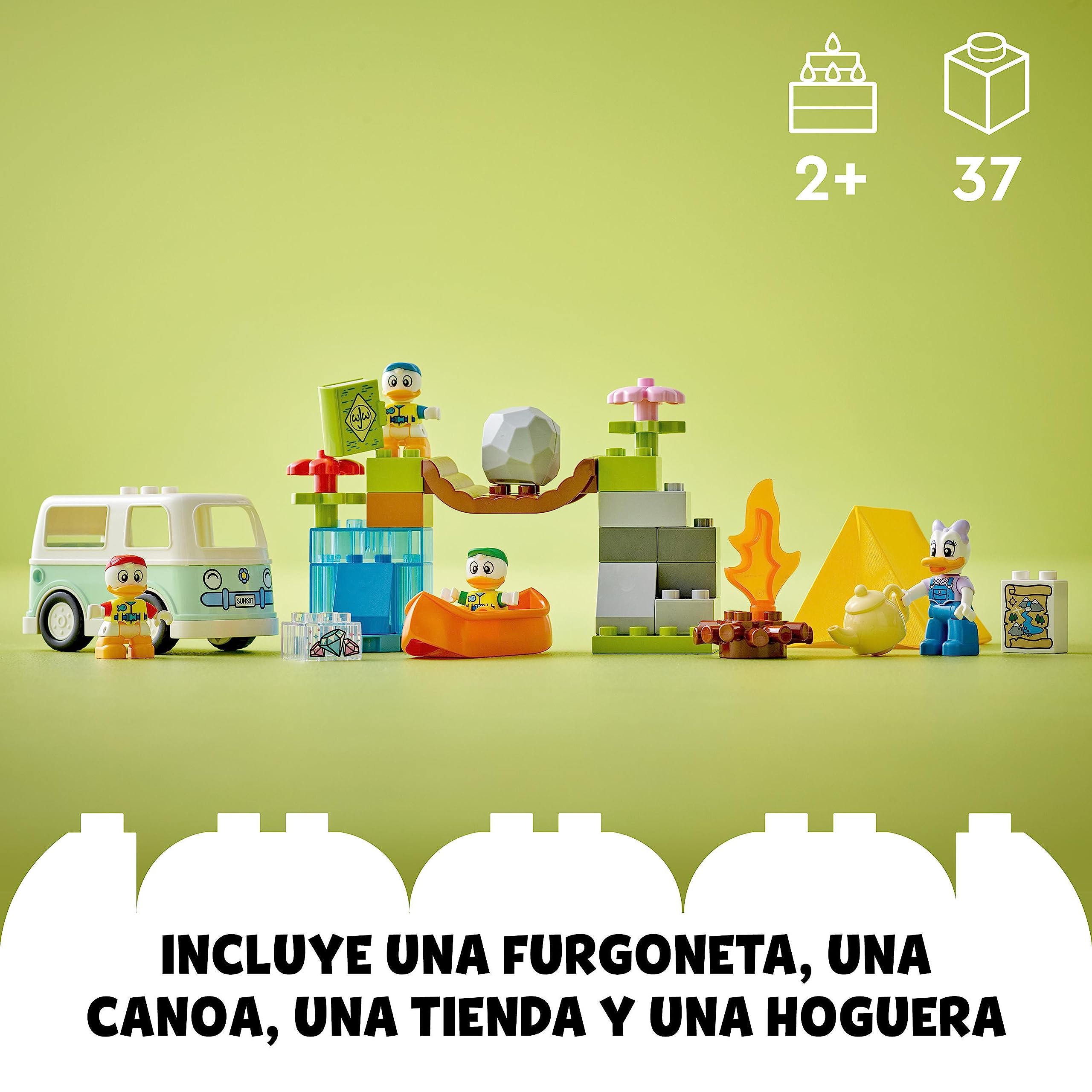 LEGO 10997 Disney Mickey y Sus Amigos Aventura Campestre con Canoa, Puente y Caravana de Juguete, Figura Daisy, Regalos Creativos para Niñas y Niños de 2 Años o Más