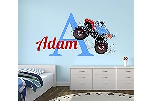 Monster Truck Wall Decals for Boys Room - Personalized Wall Decor