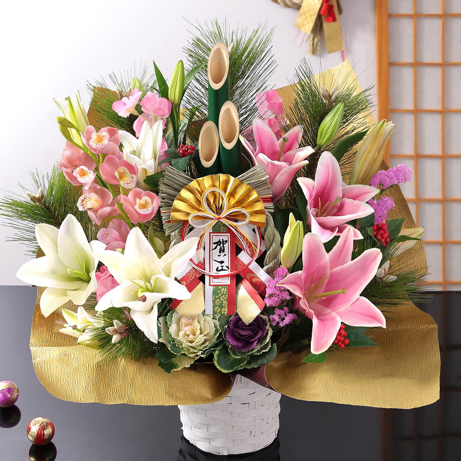 Amazon｜2025 迎春 正月飾り 門松アレンジ 福運び 花 生花 フラワー 
