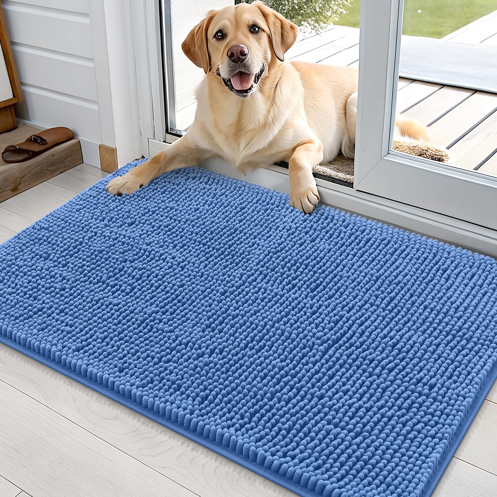 OLANLY Dog Door Mat for Muddy Paws 35x24, Super Absorbent Chenille Mud Mat