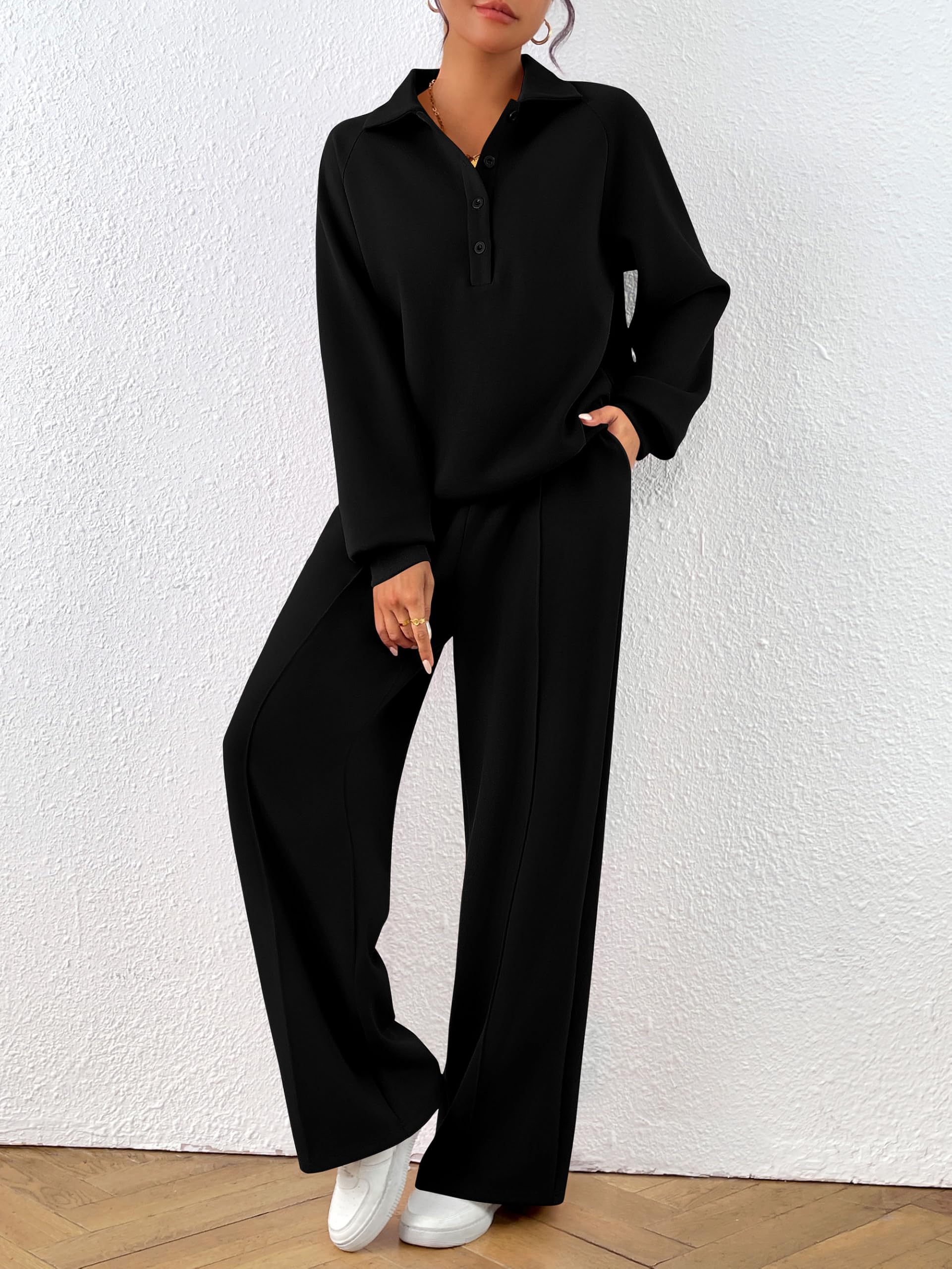 PRETTYGARDEN Damen Pc035 Sweatsuit mit Knöpfen