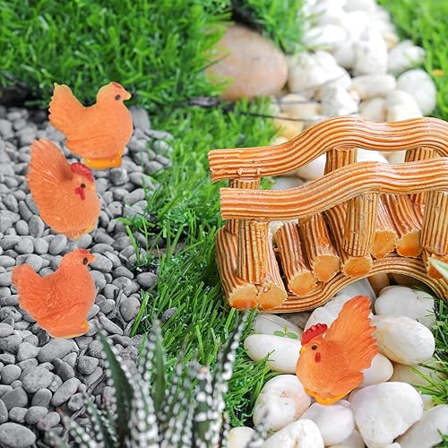Miniatura 6 de Figura de pollo en miniatura, 30 piezas, mini figuras de pollo en 3D, modelo de pollos familiares pequeños para decoración de jardín de hadas,