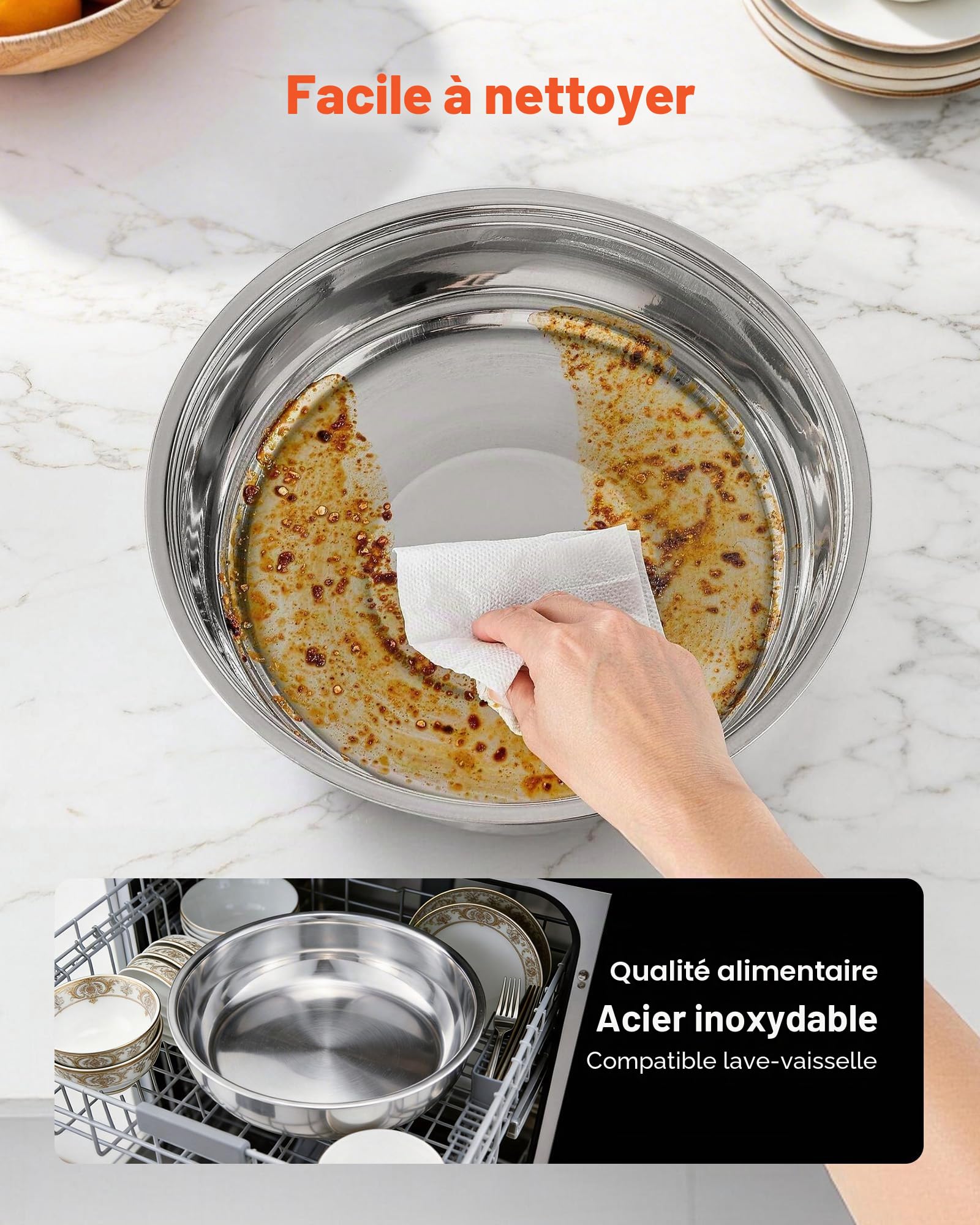 VEVOR Chauffe-Plat 4PCs 4,6 L, Buffet Chauffant Rond, Réchaud en Acier Inoxydable, avec 4 Bacs Pleine Grandeur, Couvercle et Pince, pour Buffet Libre-Service Banquet Hôtel Traiteur Restauration