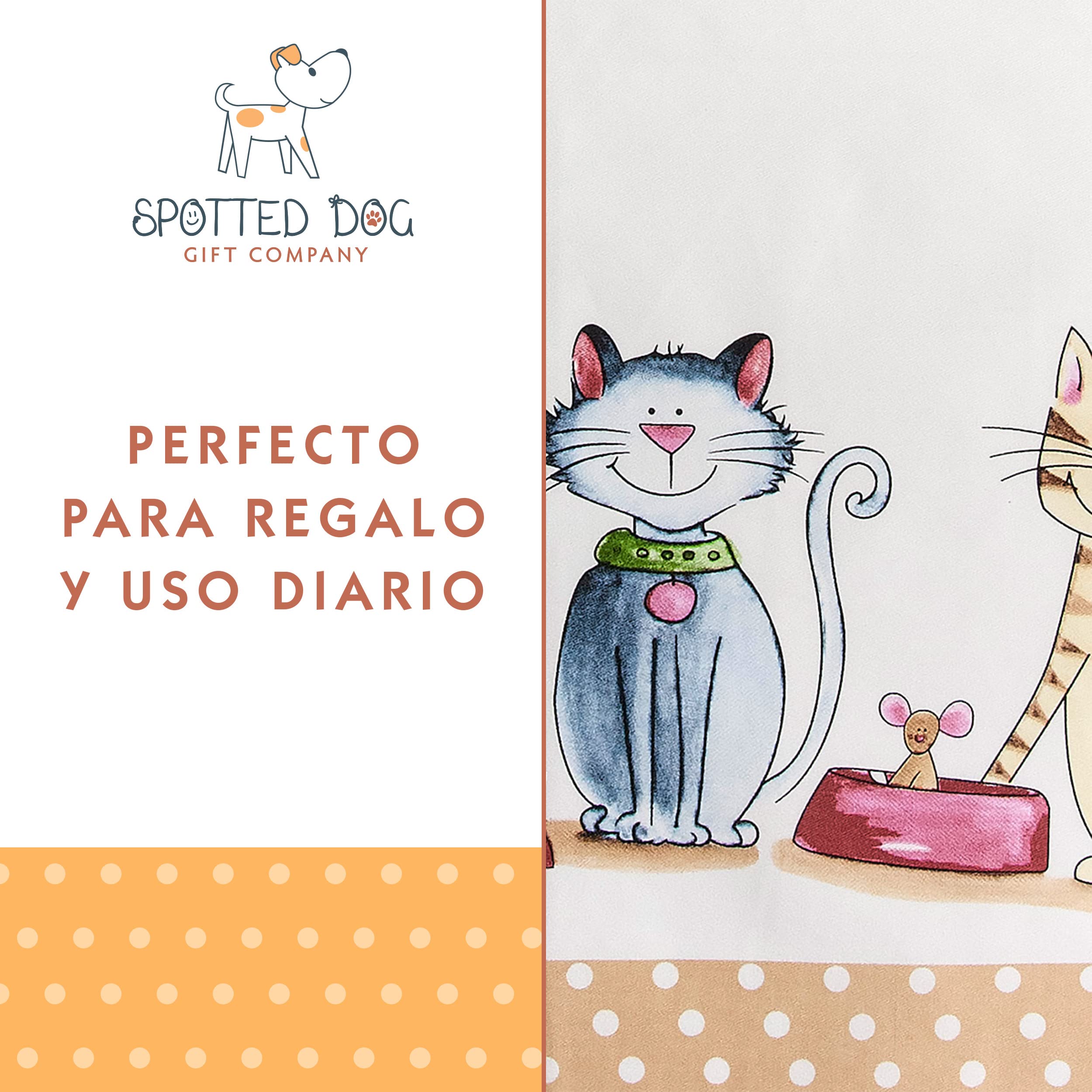 SPOTTED DOG GIFT COMPANY Juego de Regalo de 3 Piezas con Delantal, Paño de Cocina y Guante de Horno Doble, Accesorios Cocina Originales de Gatos Bonitos, Regalos para Amantes de los Gatos
