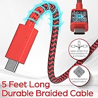 Vista 2 de Neptune Cargador para juegos de alta calidad, color rojo, compatible con Nintendo SwitchSwitch LiteSwitch OLED, Android, compatible con Nintendo