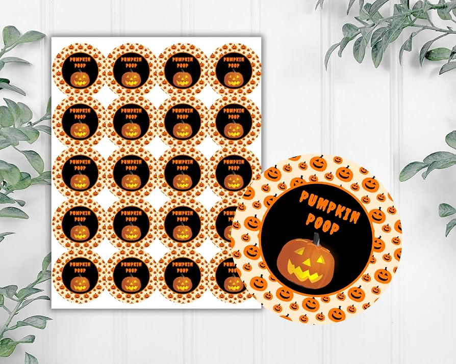 Amazon.com: amazon-com-pumpkin-poop-halloween-stickers-labels-tags-for-school-class-treats-jack-o-lantern-arts-crafts-sewing