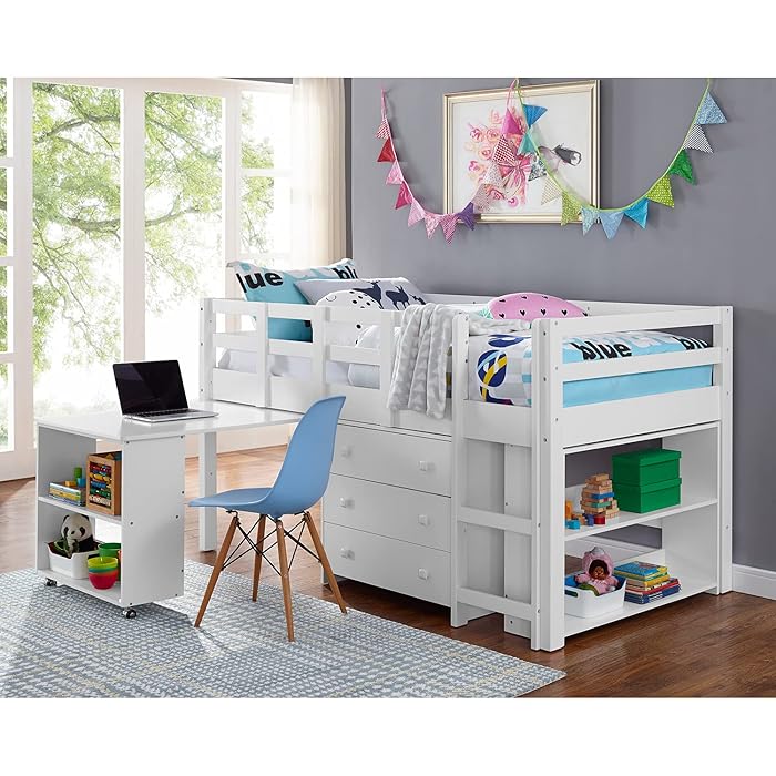 Buy Twin Size Loft Bed with Desk Low Study Kids Twin Loft Bed with Desk