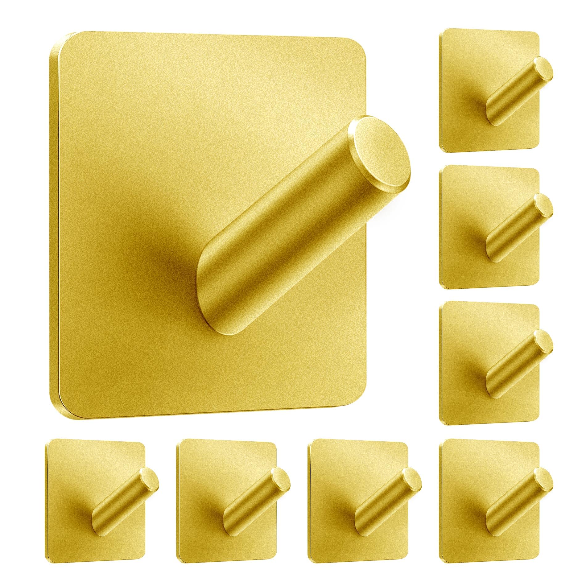 xdgeLoad Ganchos adhesivos resistentes, paquete de 8 ganchos adhesivos para toallas de baño, ganchos de pared adhesivos para baños/abrigos/batas/cocina, ganchos autoadhesivos sin perforación, acero