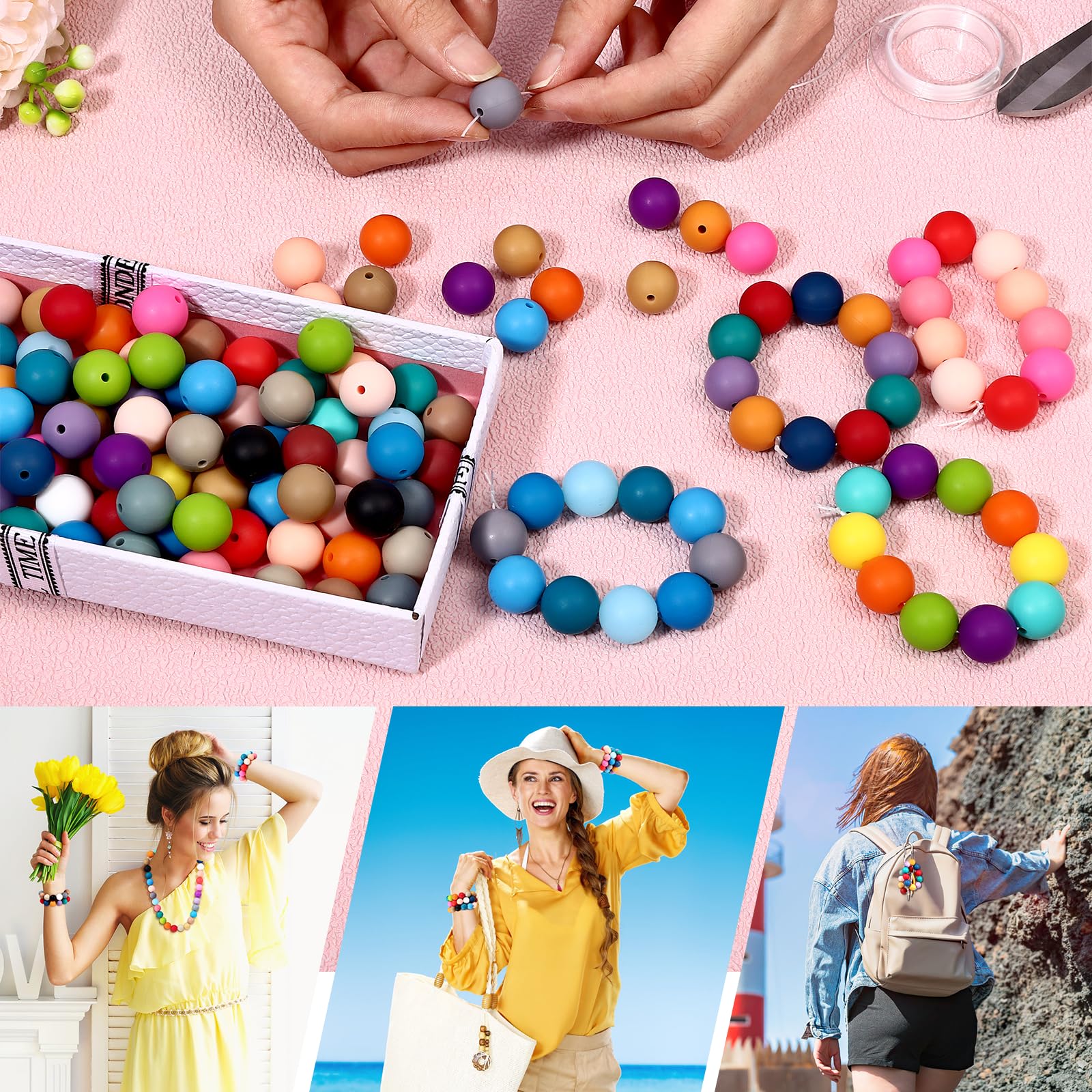 ZHIYUXI 600 Cuentas Espaciadoras De 0.315 Pulgadas Para Hacer Joyas, 150 Cuentas De