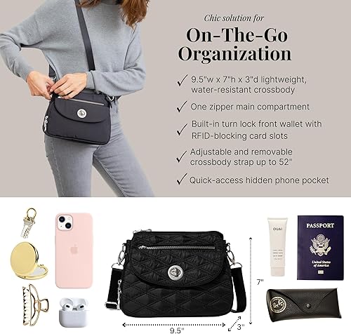 Miniatura 4 de Baggallini Calais Crossbody Bags for Women 10x7 Lightweight Water-Resistant Travel Purse, RFID & Interior Organization
