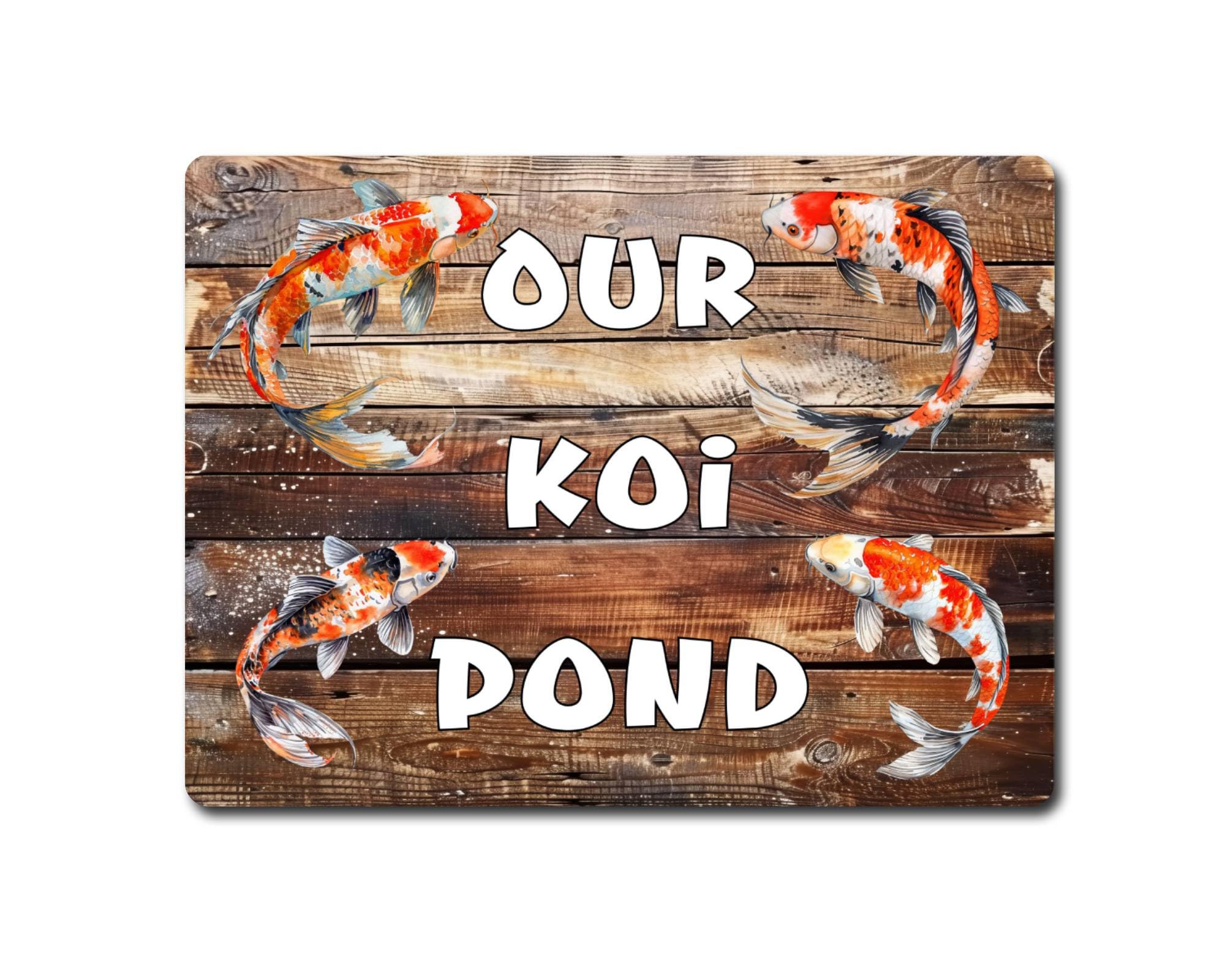 Decalarama Garden Metal Sign Gift – Our Koi Pond - Family Fun Fish Home Novelty Aluminium Present