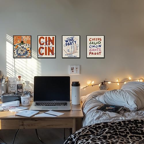 Miniatura 3 de DEQSX Juego de 4 impresiones artísticas retro de moda para cocina, bar, bar, bar, apartamento, 8 x 10 pulgadas, sin marco