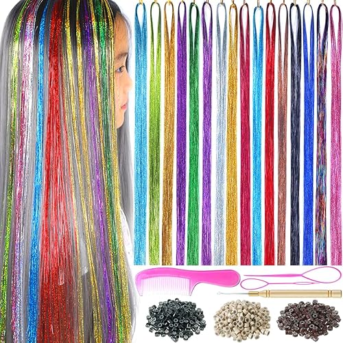 Hair Tinsel Kit with Tools 3200 Strands Tinsel Hair Extensions