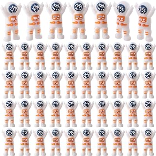 50 Pcs Mini Astronaut Figurines, Miniature Astronaut Toys Tiny Spaceman Figures for Kid Birthday Space Party Favor Piñata Goodie Bag Christmas Stocking Stuffers Halloween Treat (Orange)