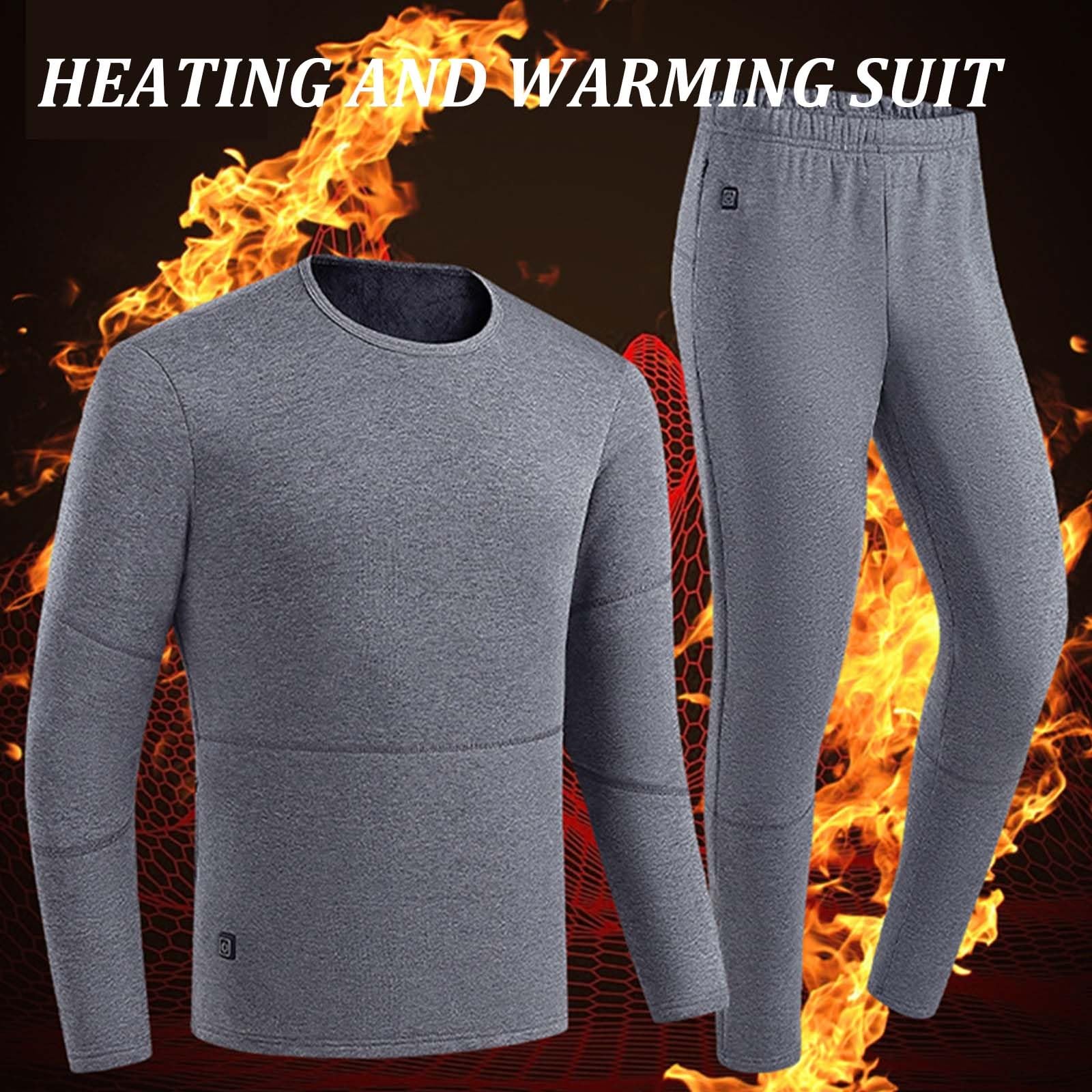 Generico Set Di Biancheria Intima Termica Riscaldante A 28 Zone Abbigliamento Riscaldato Maglia Pantaloni Riscaldati Completo Termico Invernale Per Tempo Freddo Inverno(Nero,2XL)