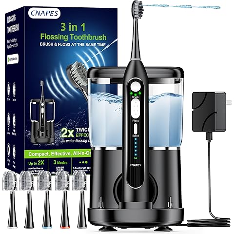 Electric Toothbrush with Water Flosser Combo, Professional Sonic Flossing Brush for...