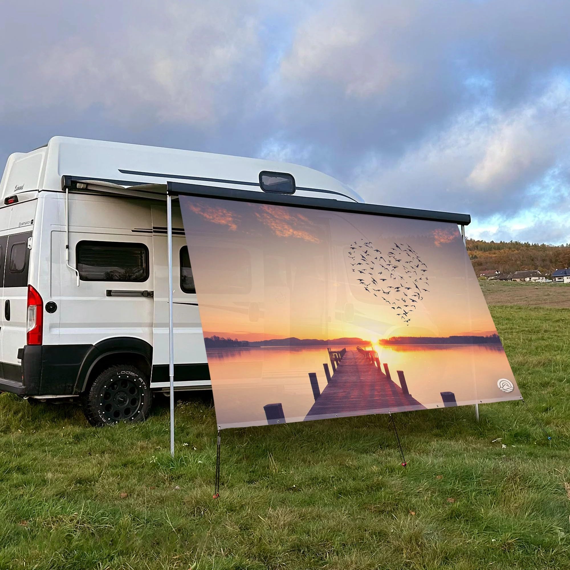 Textil Sonnensegel SEELIEBE | Höhe 200cm | hochwertiger Fotodruck inkl. Keder-Befestigung | Markisen-Vorderwand - Länge/Keder: 250cm / 5 mm Keder