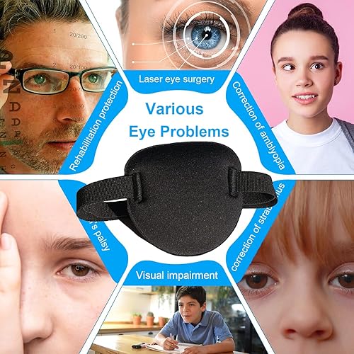Miniatura 7 de AMZVIO Parches oculares para adultos y niños, parche médico 3D para ojos izquierdo y derecho de adultos, parche ocular ajustable para ojo perezoso