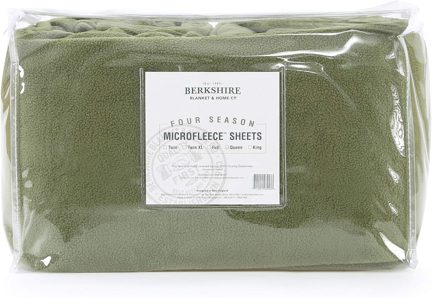 Berkshire Blanket Microfleece Sheet Set | Super Soft Cozy Fleece Sheets | All-Season Warmth | Forest Green | Queen (90" x 100")