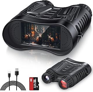4K Night Vision Binoculars, Infrared Night Vision Goggles for Adults, 3.2'' Large Screen, 8X Digital Zoom, 32GB Card to Save Photos and Videos for Camping Hunting & Security - Diyimin