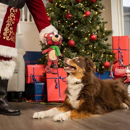 Miniatura 5 de Huxley & Kent Slappies para perros  Oso Plaidington (pequeño)  Juguete navideño para perros  Juguete para perros chirriantes y sacudidos  Sin cosas