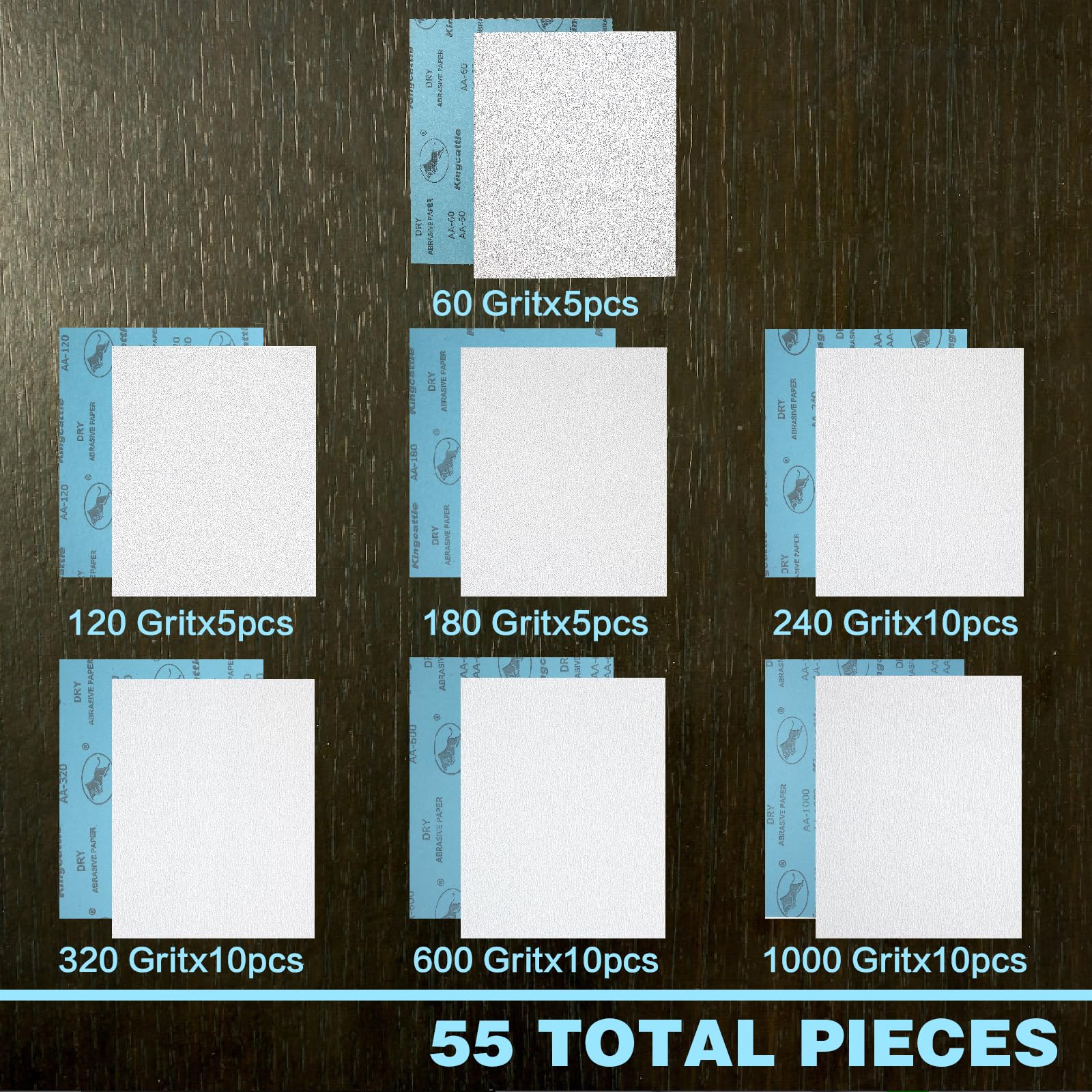 Mehrzweck-Schleifpapier, 55 Blatt 22,9 x 27,9 cm Schleifpapier, einschließlich verschiedener Modelle, zum Polieren von Holzmöbeln, Metall und Lackoberflächen