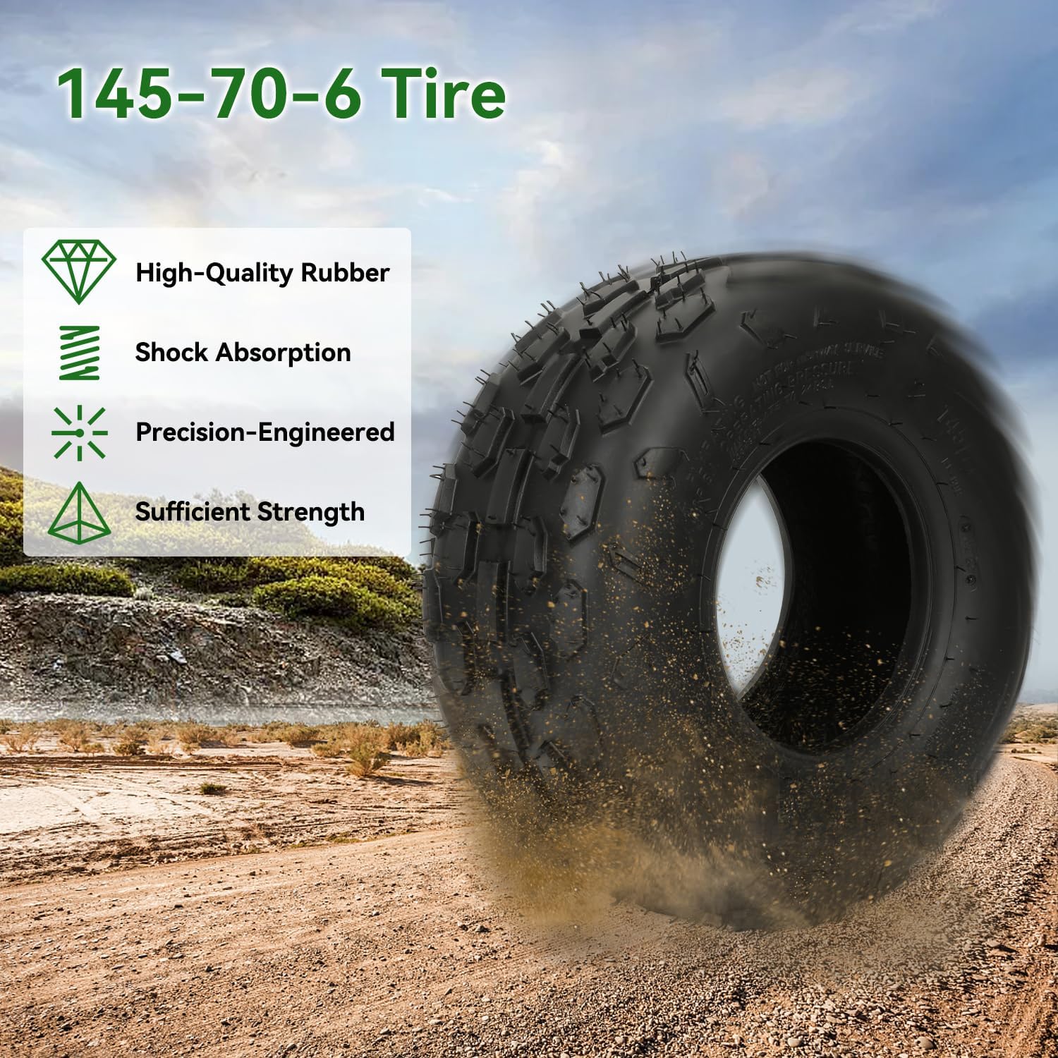 145/70-6 Tubeless Tire for Mini Bike Go Kart ATV UTV 80cc-105cc