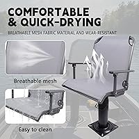 Vista 5 de Asientos ergonómicos de respaldo alto, silla plegable para barco de pesca con reposabrazos, tela de malla transpirable, montaje universal (gris)