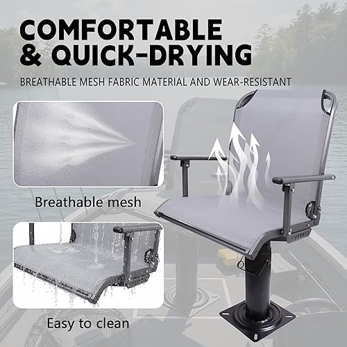 Miniatura 5 de Asiento de estadio de lujo con reposabrazos, silla portátil tipo grada, tela de malla negra, diseño plegable, resistente a la intemperie, para