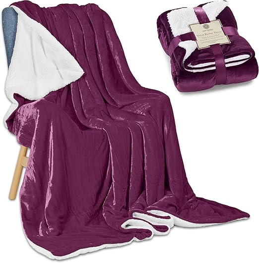 Genteele Sherpa Blanket 50 x 60 Inch Fuzzy, Super Soft