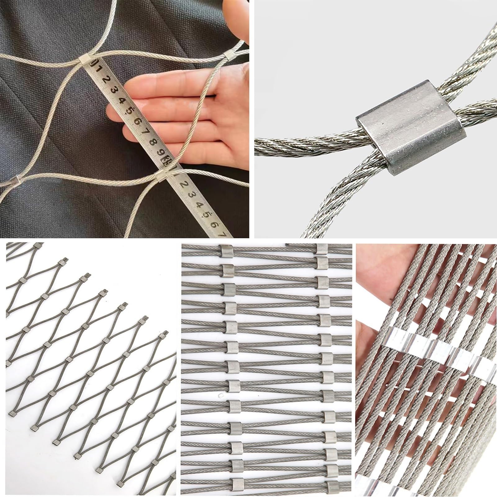 Malla de Cable de Acero Inoxidable, Barrera de Seguridad de 10 cm/2 mm para escaleras, barandilla Extensible, Valla de protección contra caídas (1x5 m) - Duradera y Resistente a la intemperi
