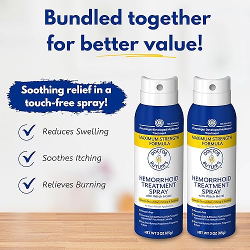 Miniatura 4 de Doctor Butler's Spray para hemorroides - Tratamiento de hemorroides y solución de limpieza con hamamelis y aloe vera para ayudar con molestias,