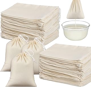 100 Pieces Cheesecloth Bags for Straining Reusable Tea Filter Muslin Bags Cold Brew Milk Tea Filter Strainer Cheese Clothes Cheese Clothbags for Office Kitchen Cooking(4 x 6 Inch)
