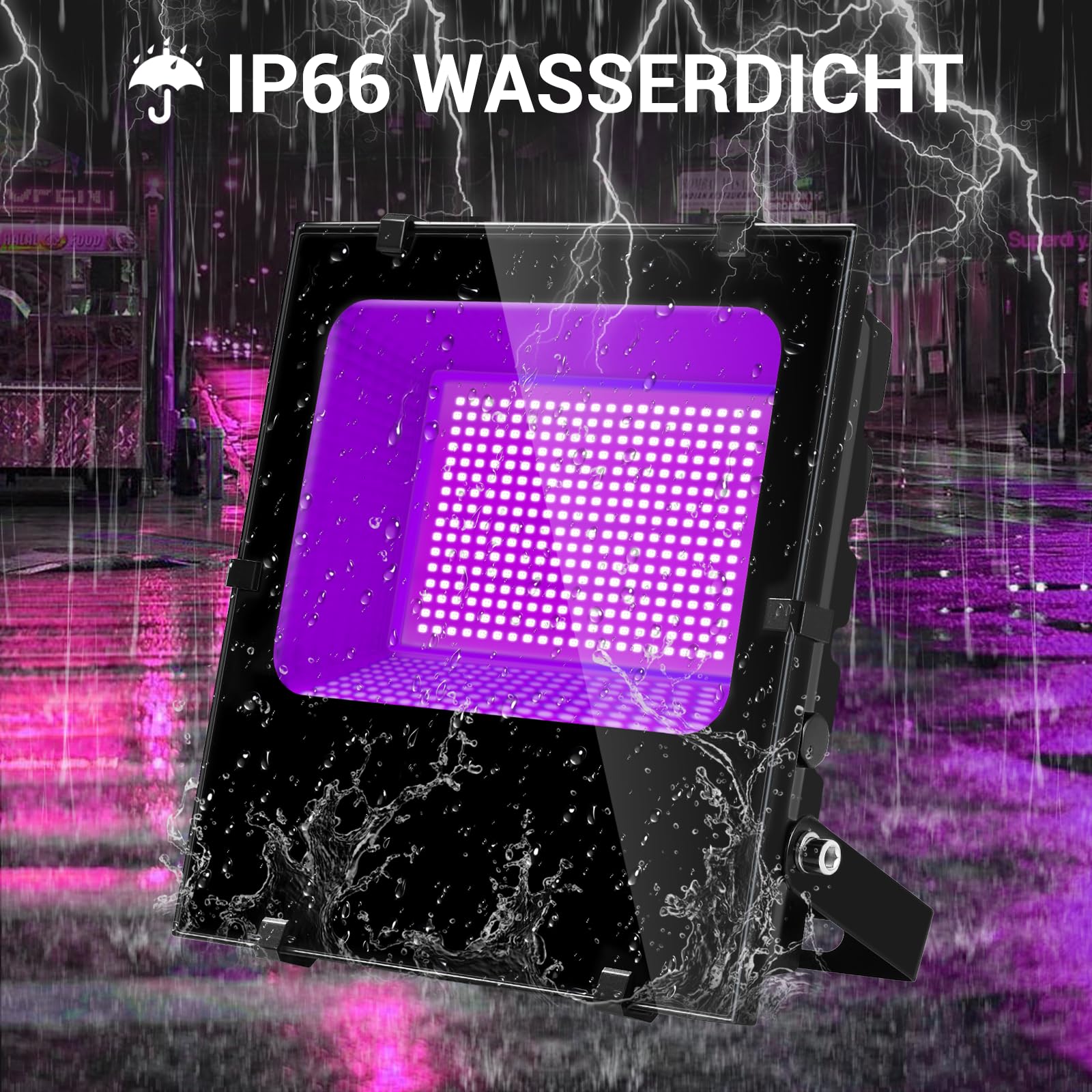 Stufenlos Dimmbares Schwarzlicht Strahler 200W LED UV Schwarzlichtlampe IP66 Wasserdicht Fluoreszenz Blacklight Schwarzlicht Fluter Für Partylichter Halloween Beleuchtung Deko (2 Stück)