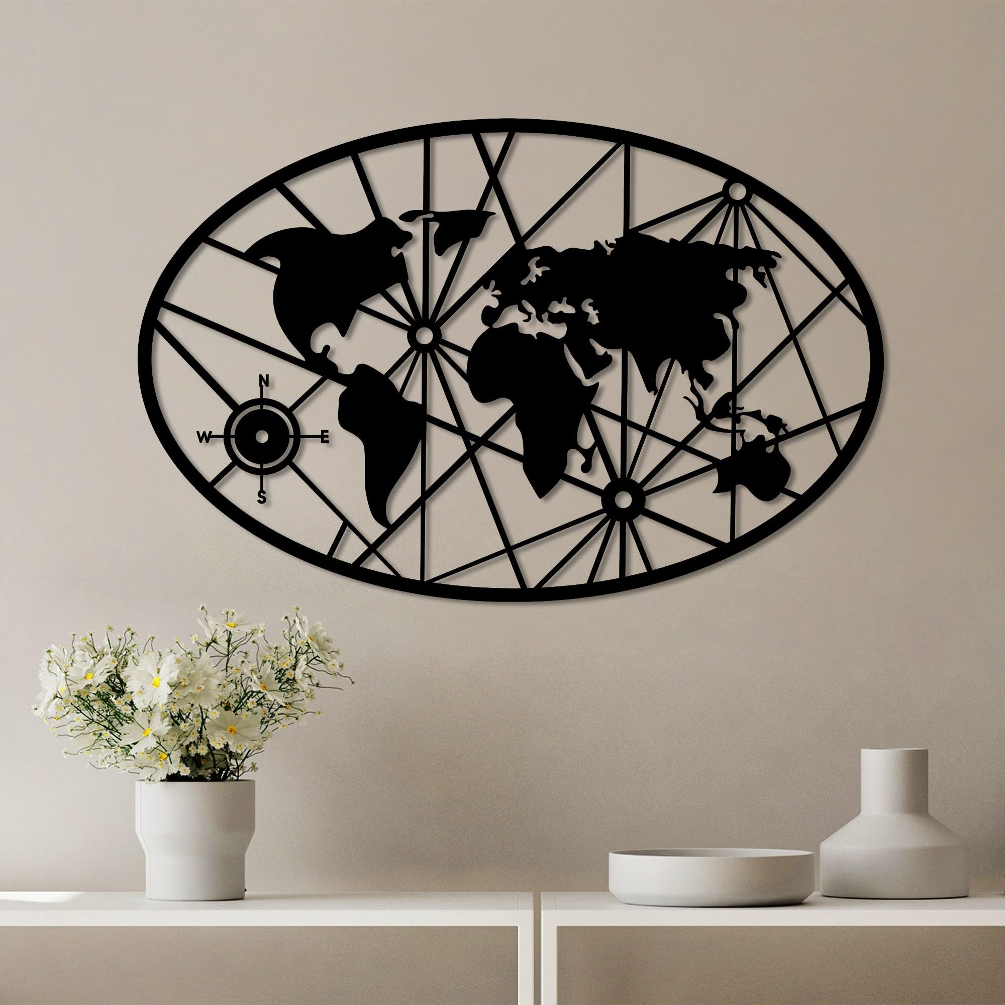 Accessoire mural décoratif en métal noir Hanah Home 60x92 cm