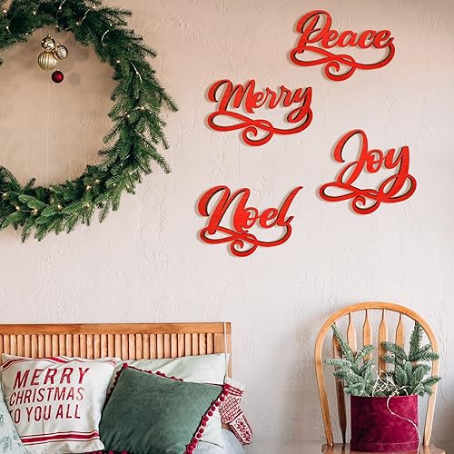 Miniatura 5 de 12 letreros de madera de Navidad con recorte de madera alegre, adorno de placa de Navidad, adorno de guirnalda de letrero de corona, decoración de