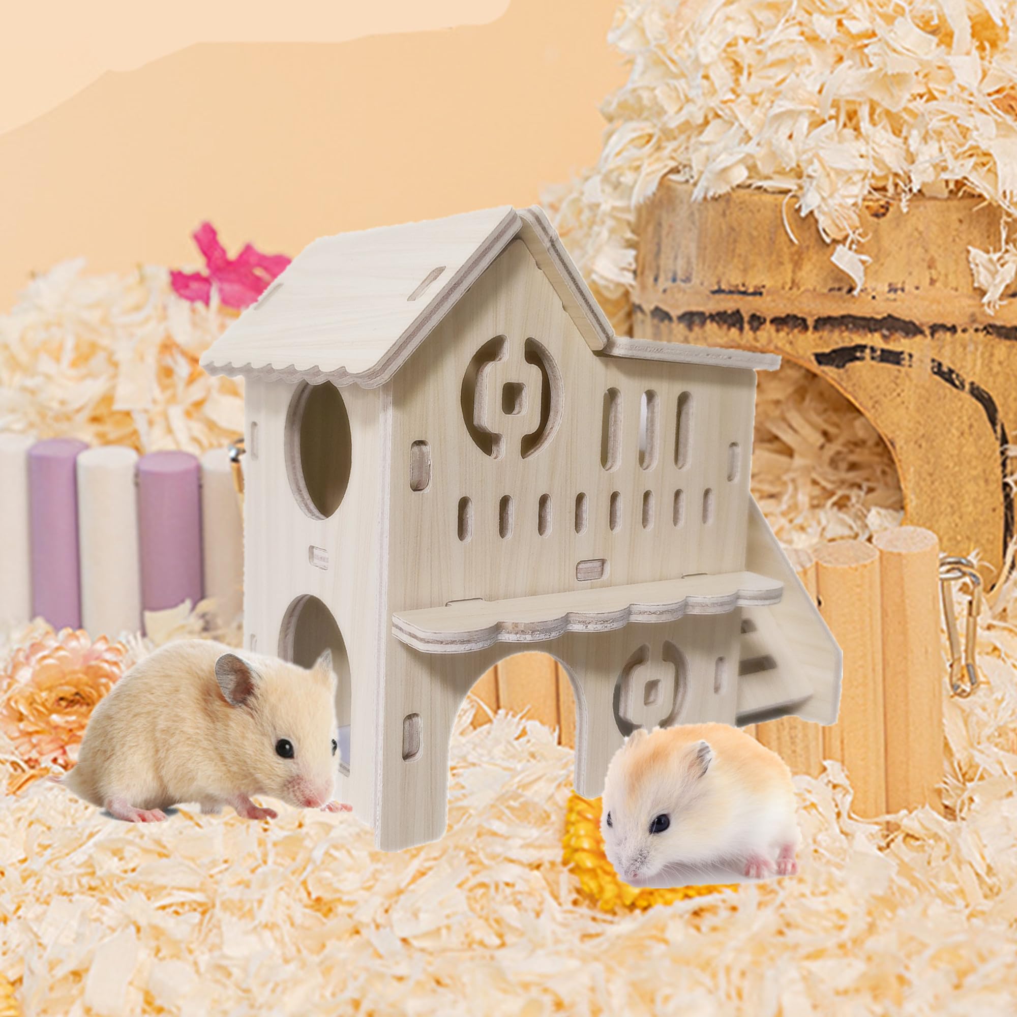 Snapklik.com : Alfyng Tiny Hamster Maze Wood House, Hamsters Double ...