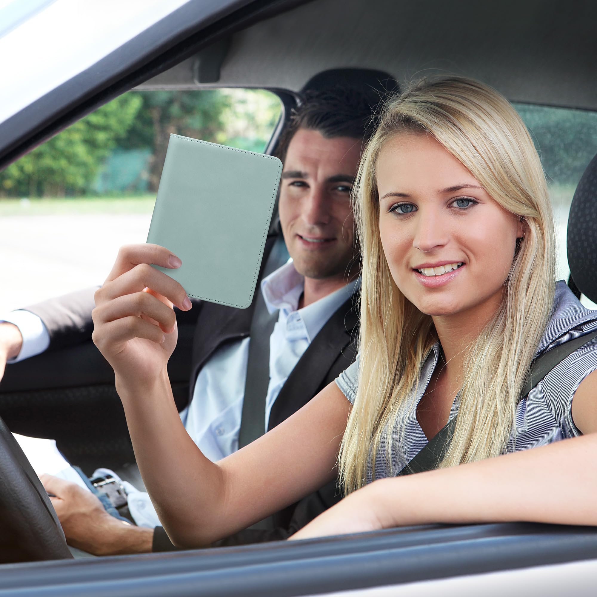 kwmobile Custodia Pelle Nabuk per Libretto Circolazione Auto Cover Portalibretto con Scomparti