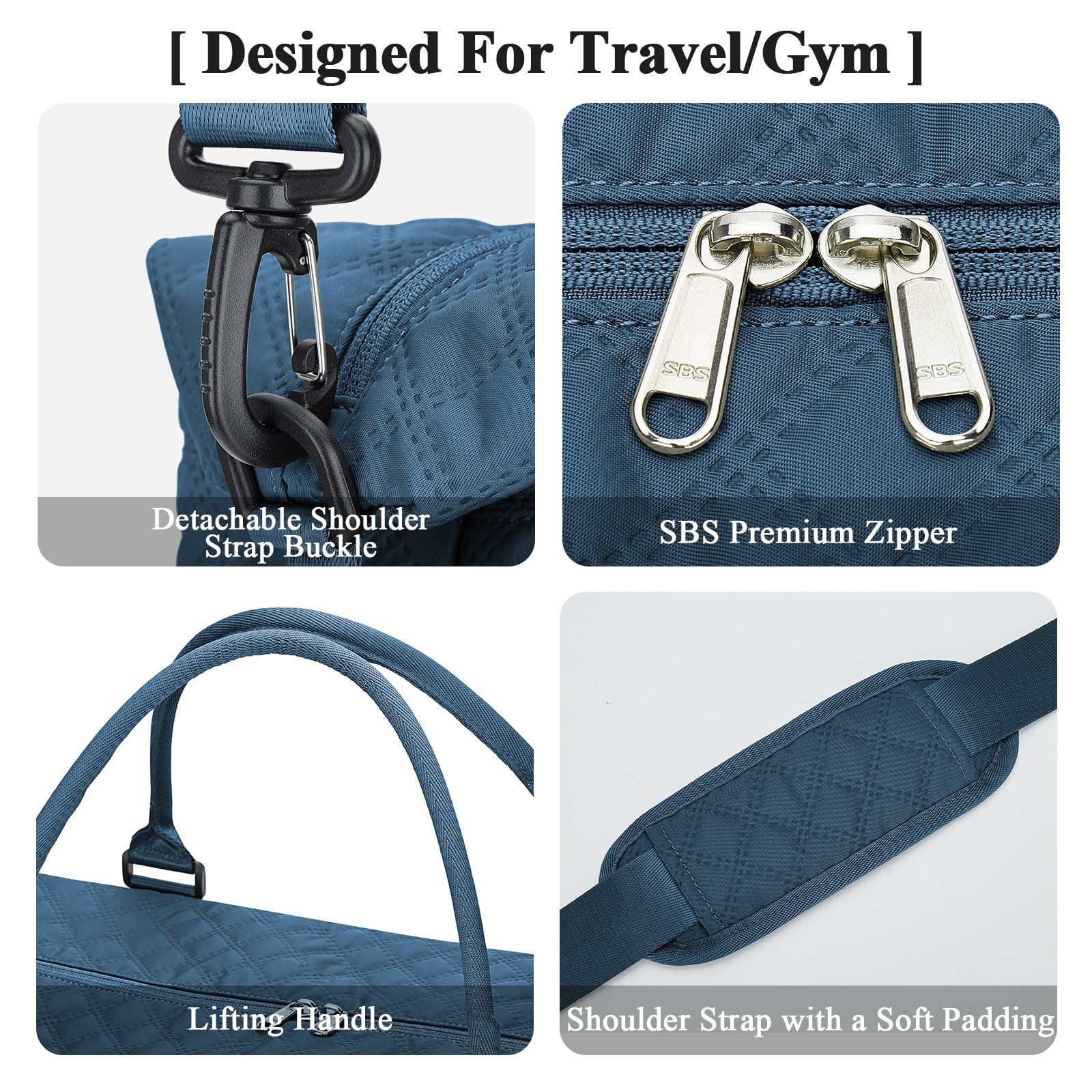 Borsone da Viaggio Donna, Bagaglio a Mano Borsa da Viaggio con Scomparto per le Scarpe, Borsa Sportiva Borsone da Palestra Grande, Borsa da Weekend, Borsa per Ospedale,H4-Indaco