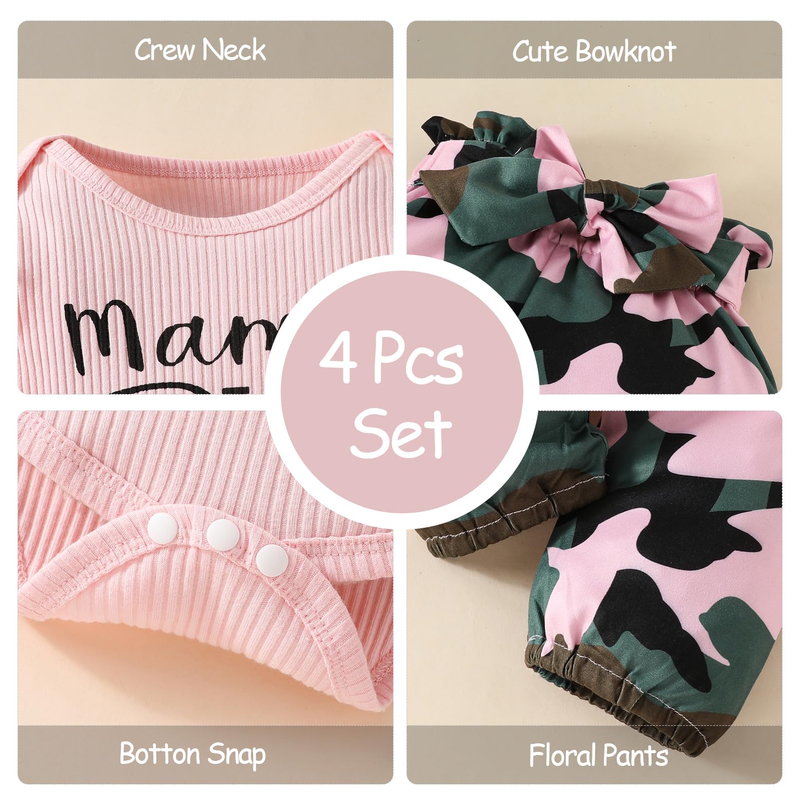 Neugeborenes Baby Mädchen Kleidung Kleinkind gerippt Ruffle lange Ärmel Strampler+ Floral Hosen+ Stirnband Cute Fall Outfit Set