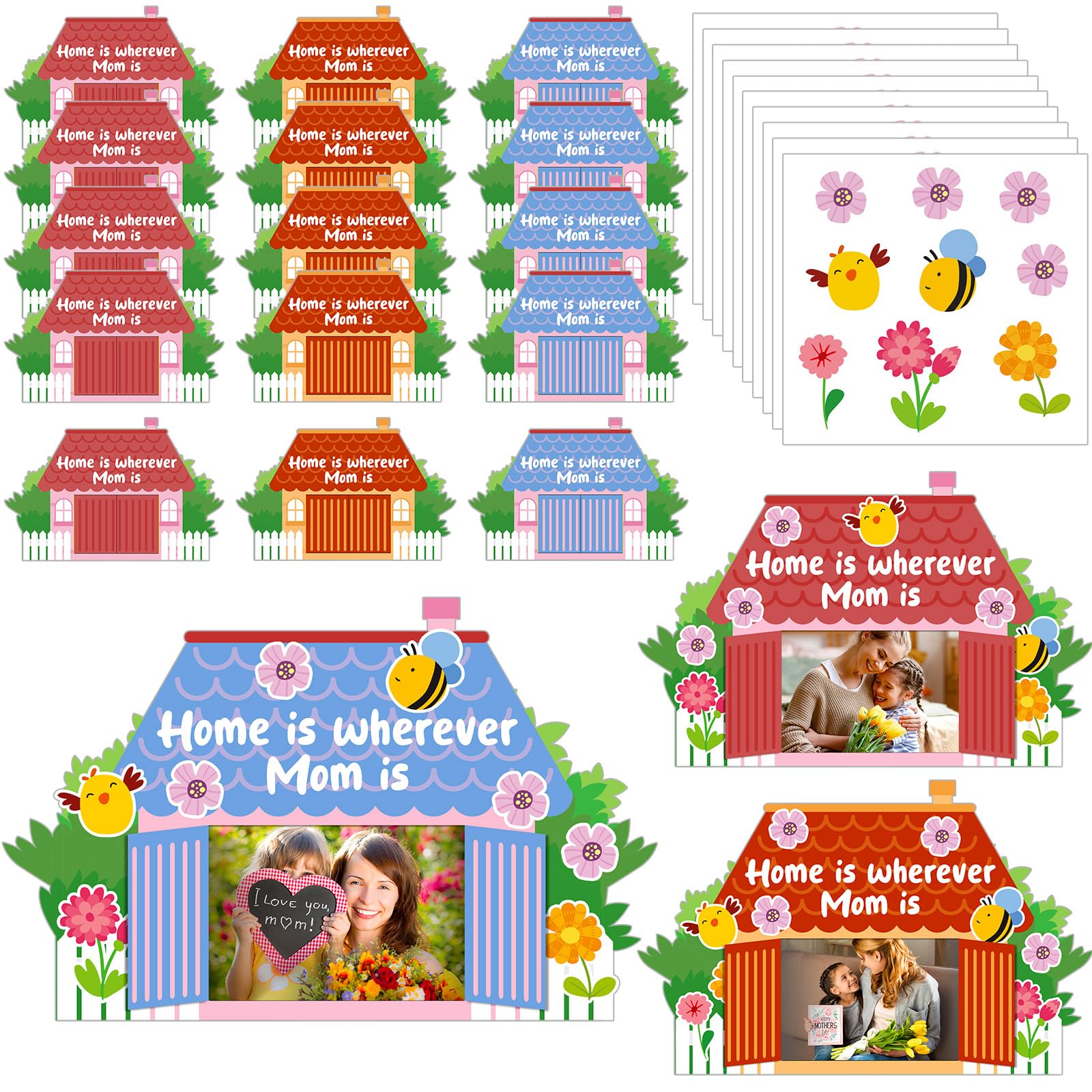 Motipuns 30 Set Mother's Day Crafts for Kids Classroom Hand Picture Frames Mother's Day Activities for Home Classroom School DIY Crafts Gifts